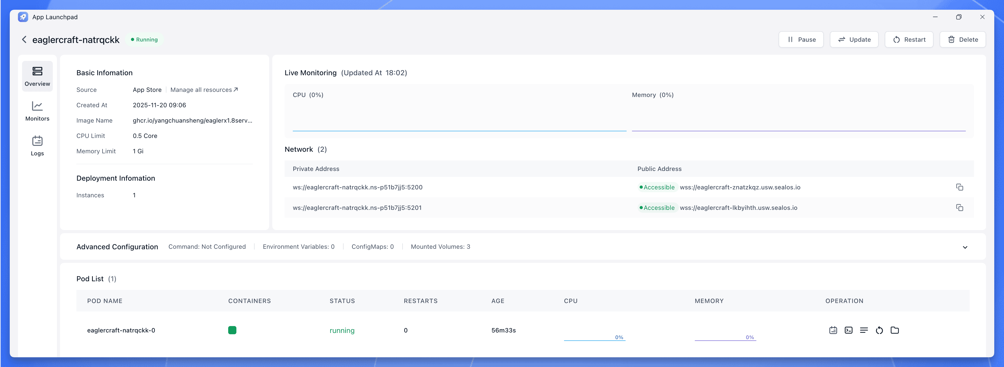 Sealos Eaglercraft Server WebSocket URL