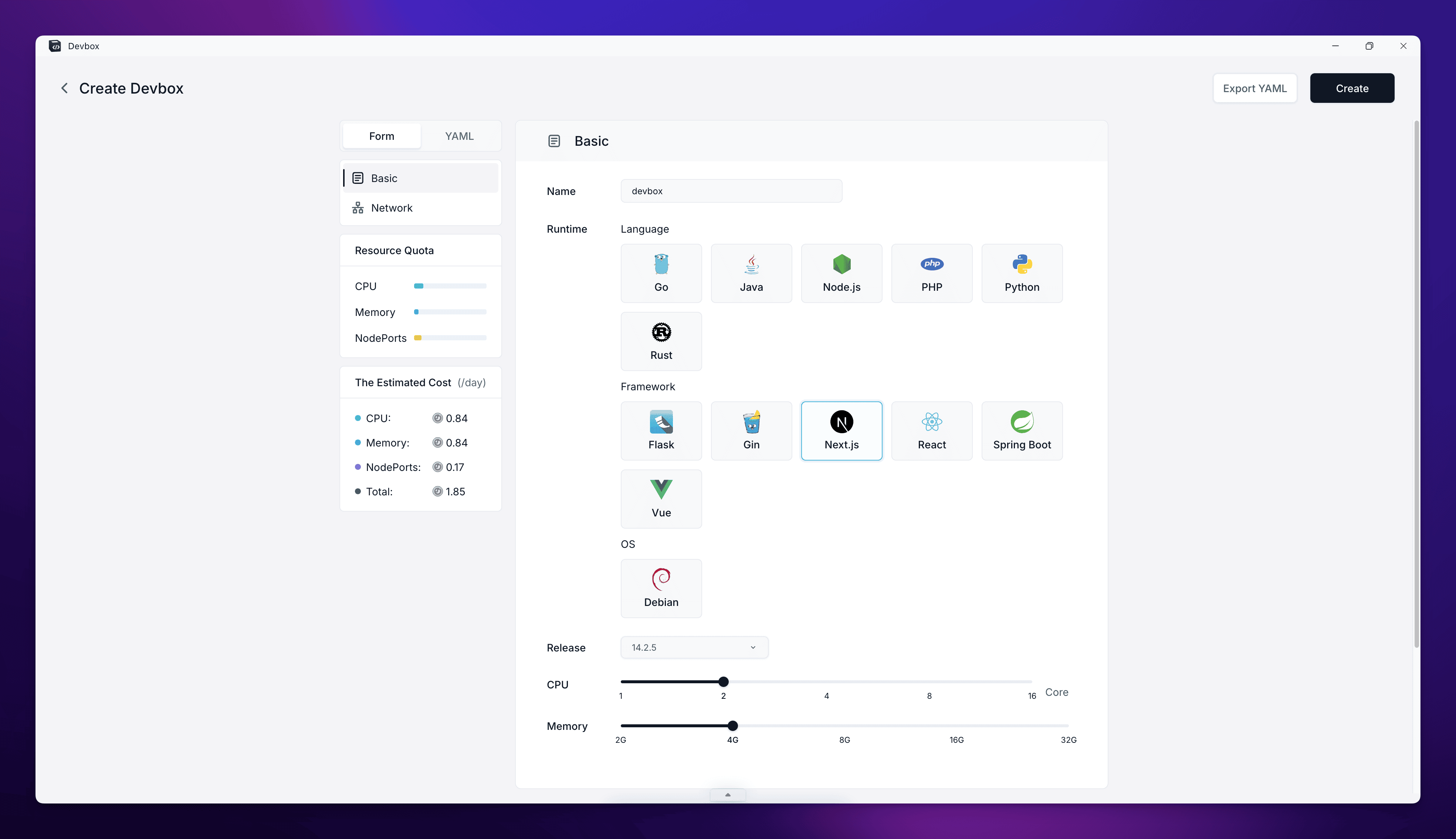 Language or Framework Selection