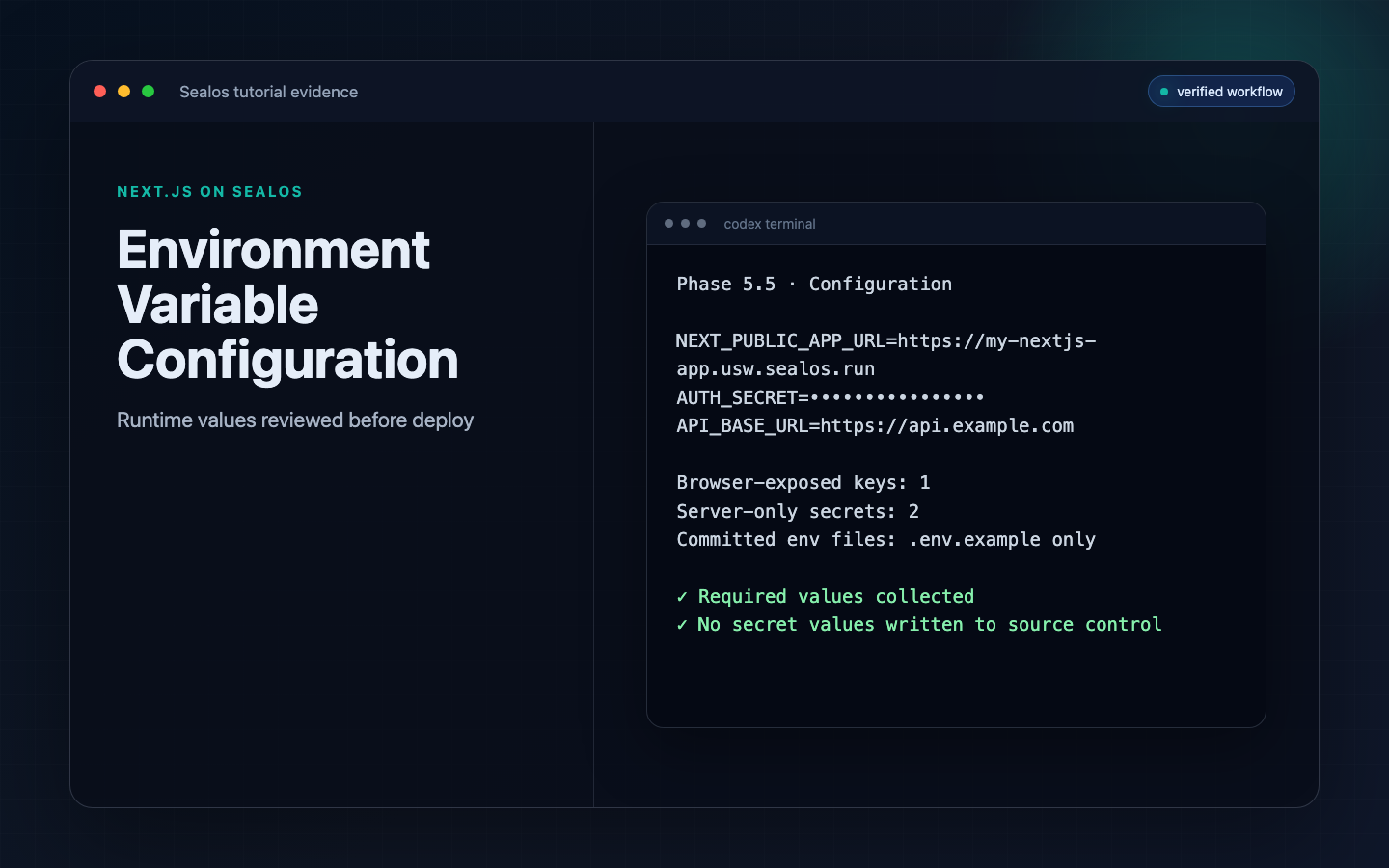 Sealos environment variable prompt