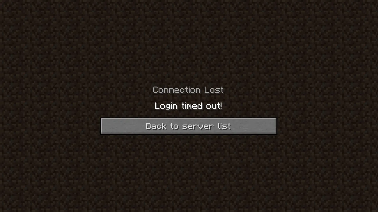 Eaglercraft browser client displaying the Login timed out error screen after the registration window expires.