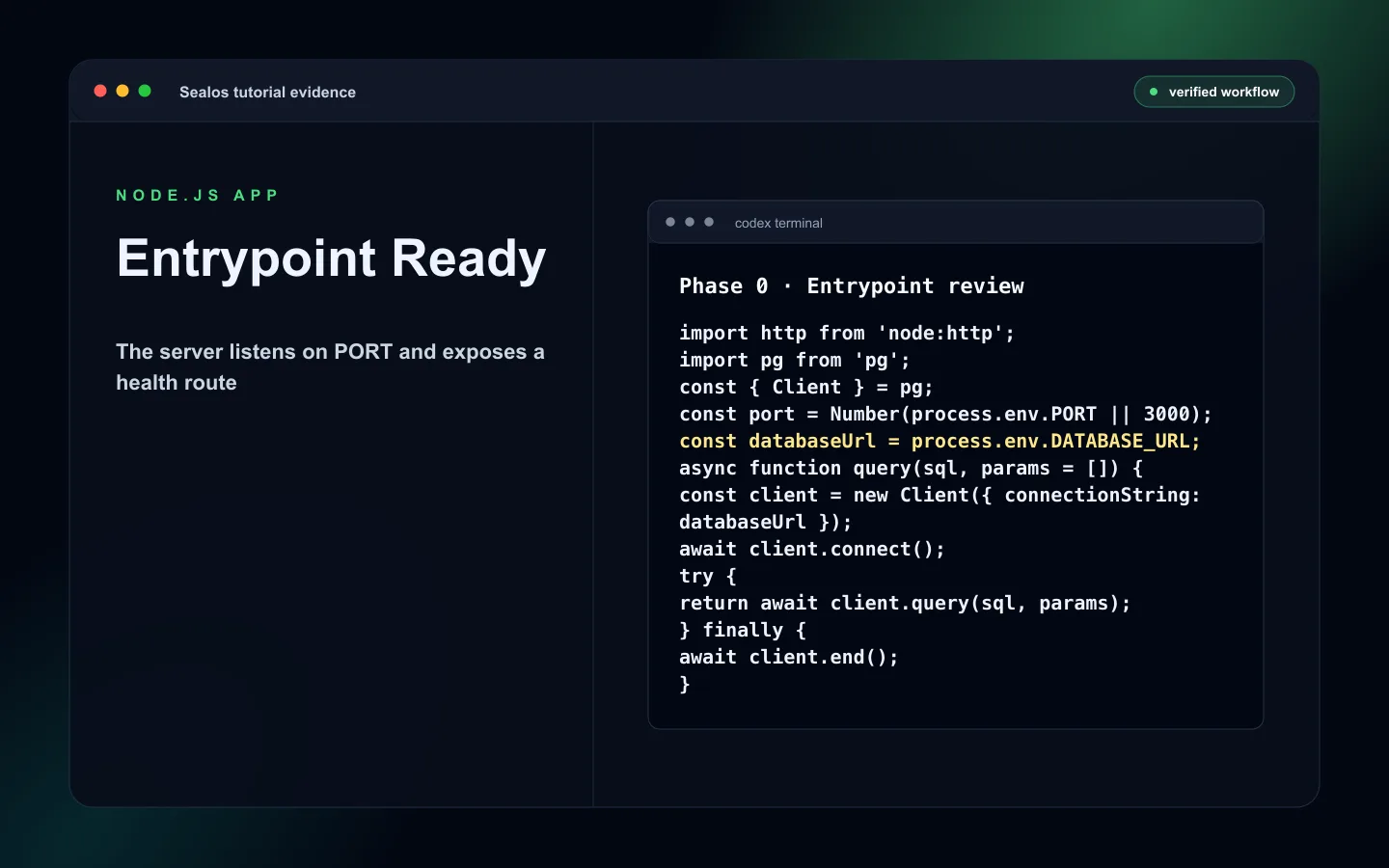 Node.js package script and entrypoint review for server.js app.js or dist/server.js