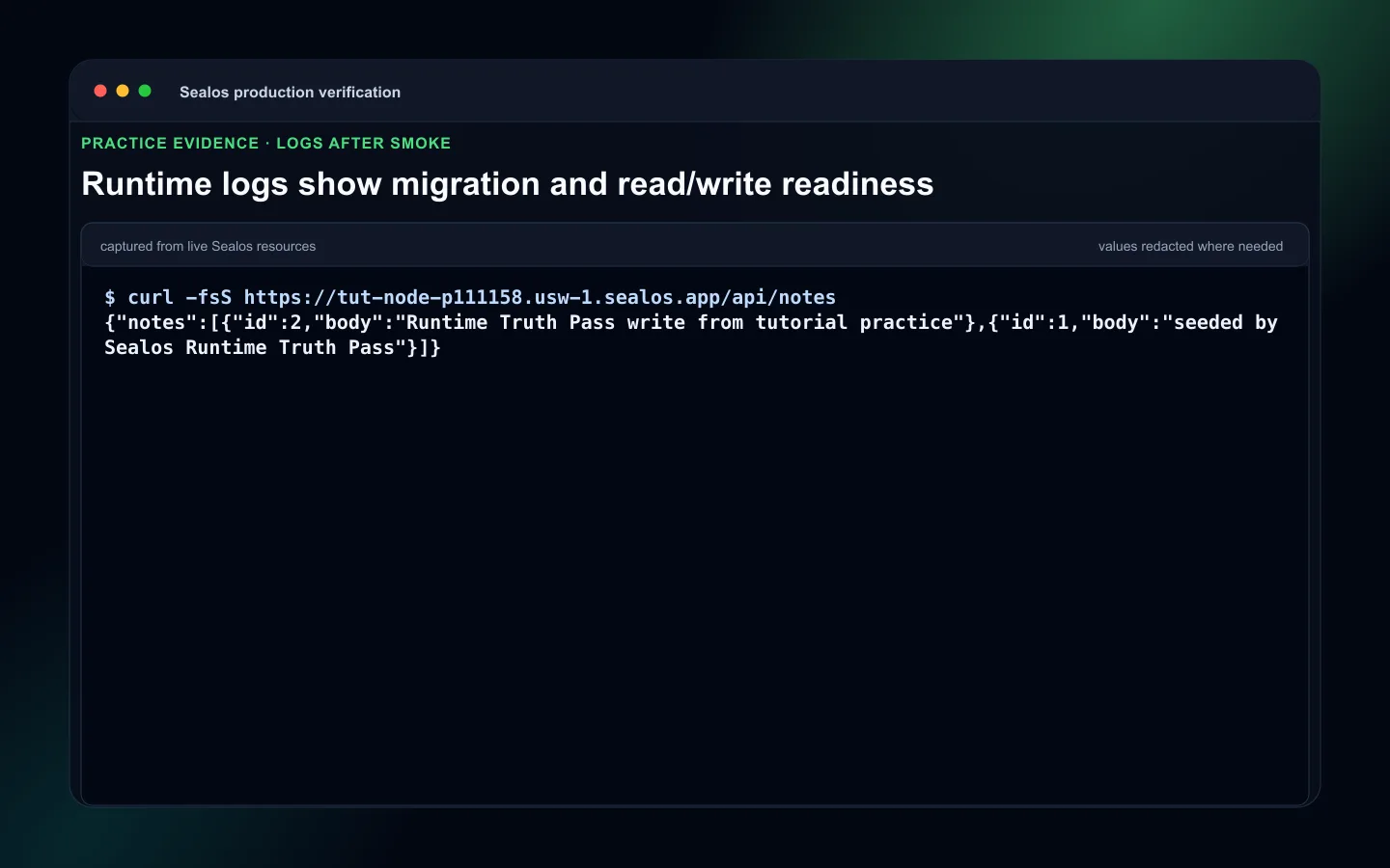 Node.js database migration or recovery readiness for release