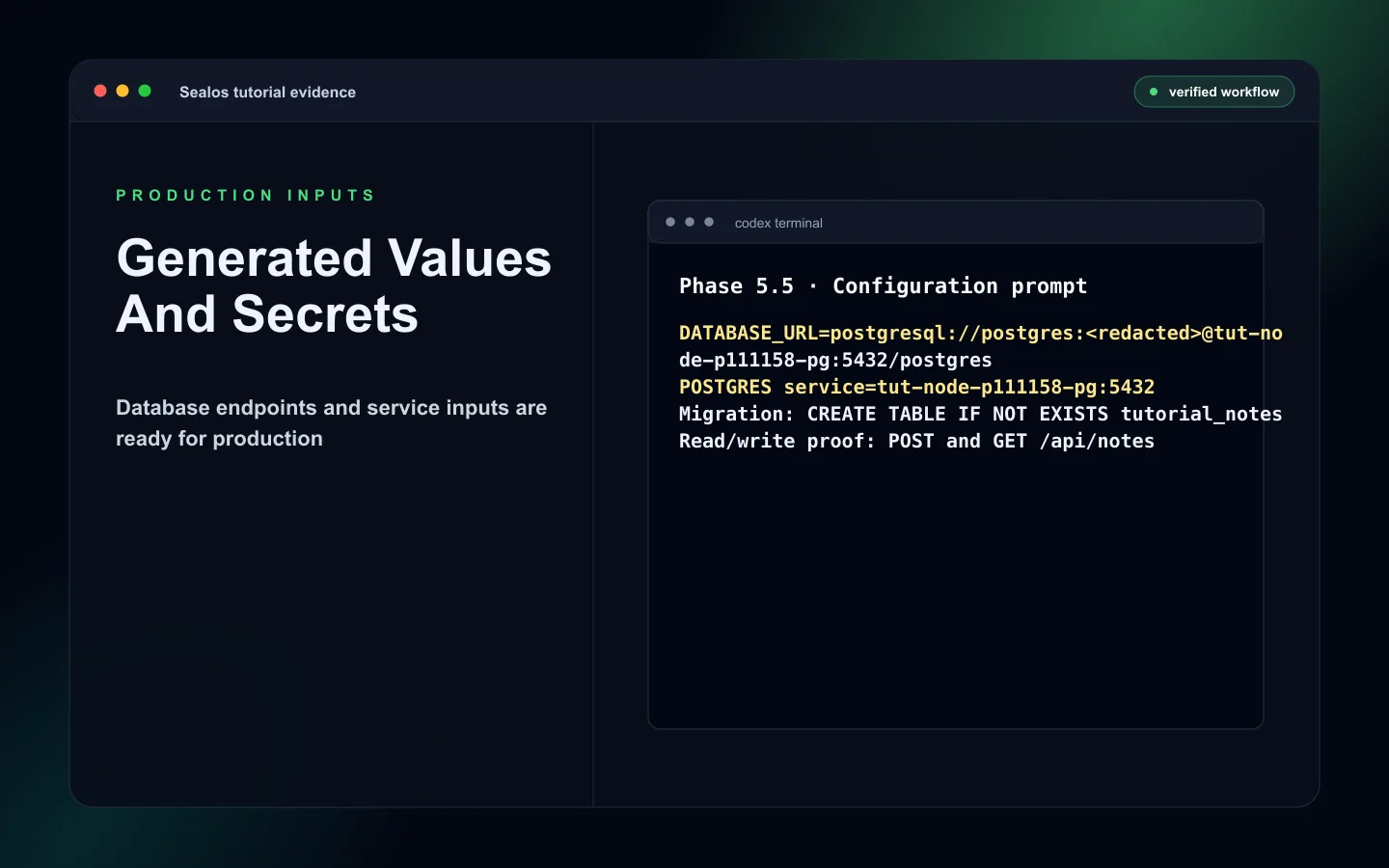 Node.js redacted production inputs for PostgreSQL deployment