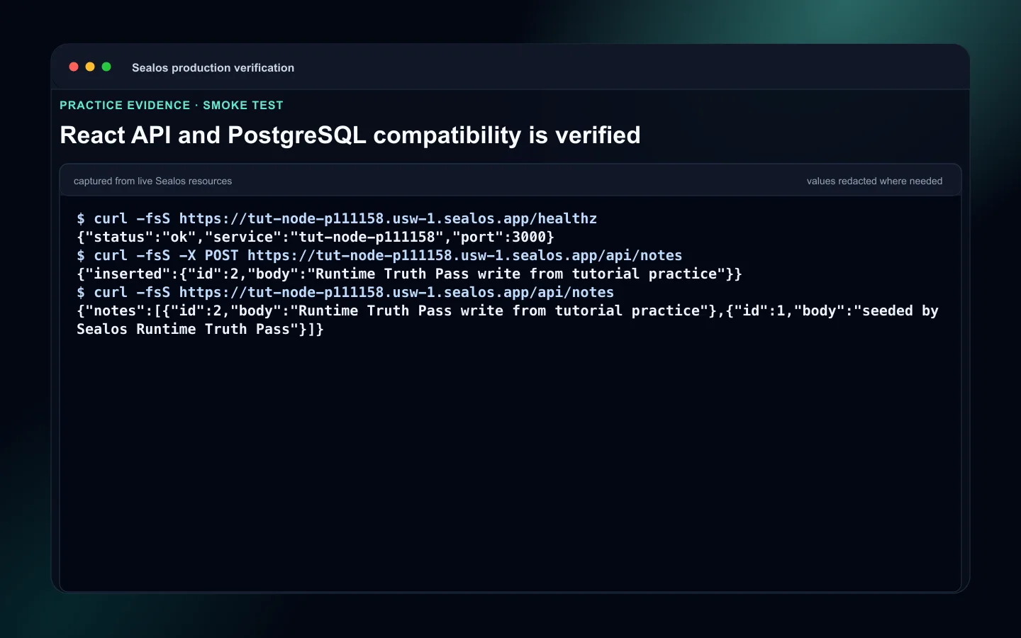 React API and PostgreSQL compatibility checks for production