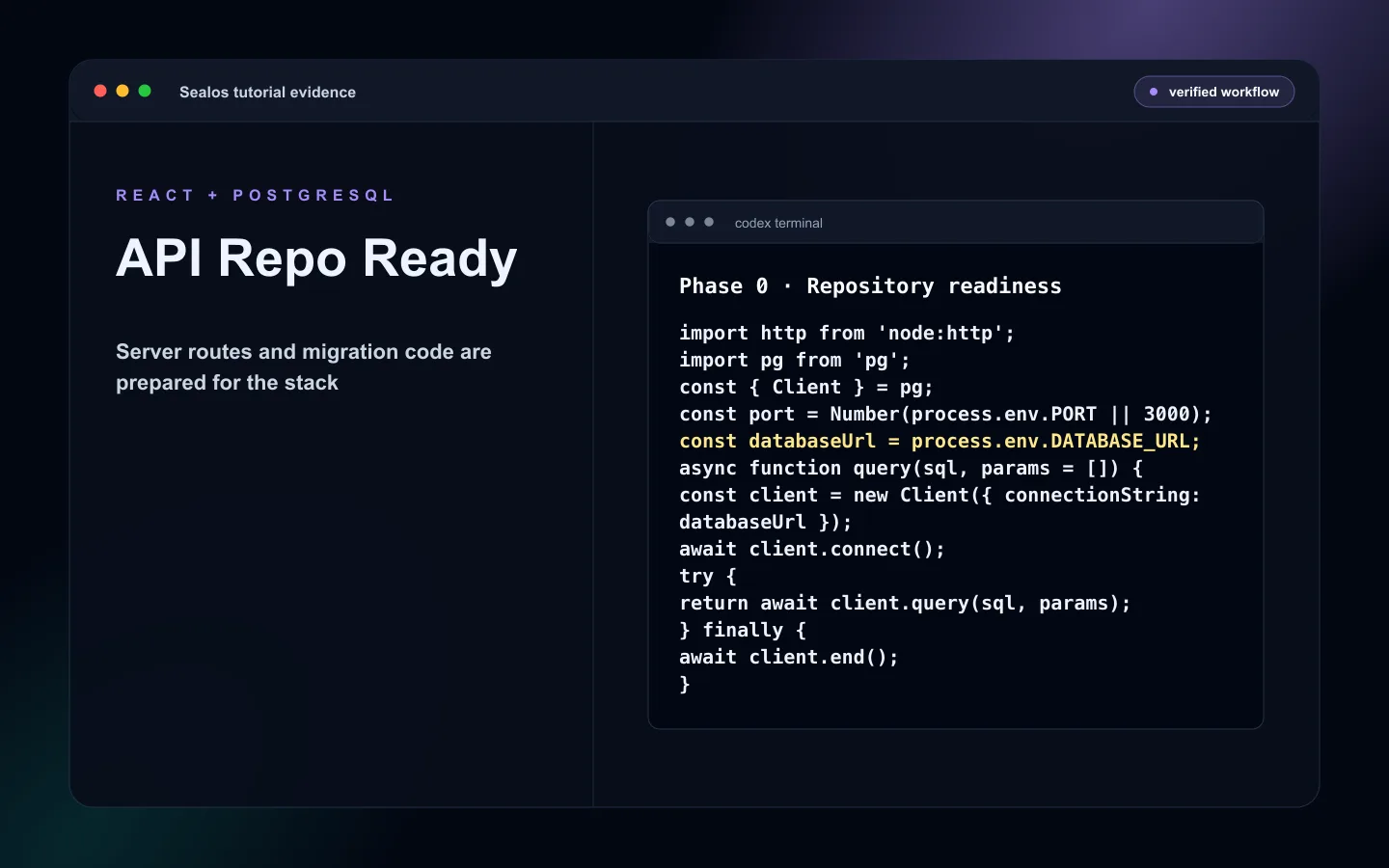 React database-ready full-stack repo with API env and migrations