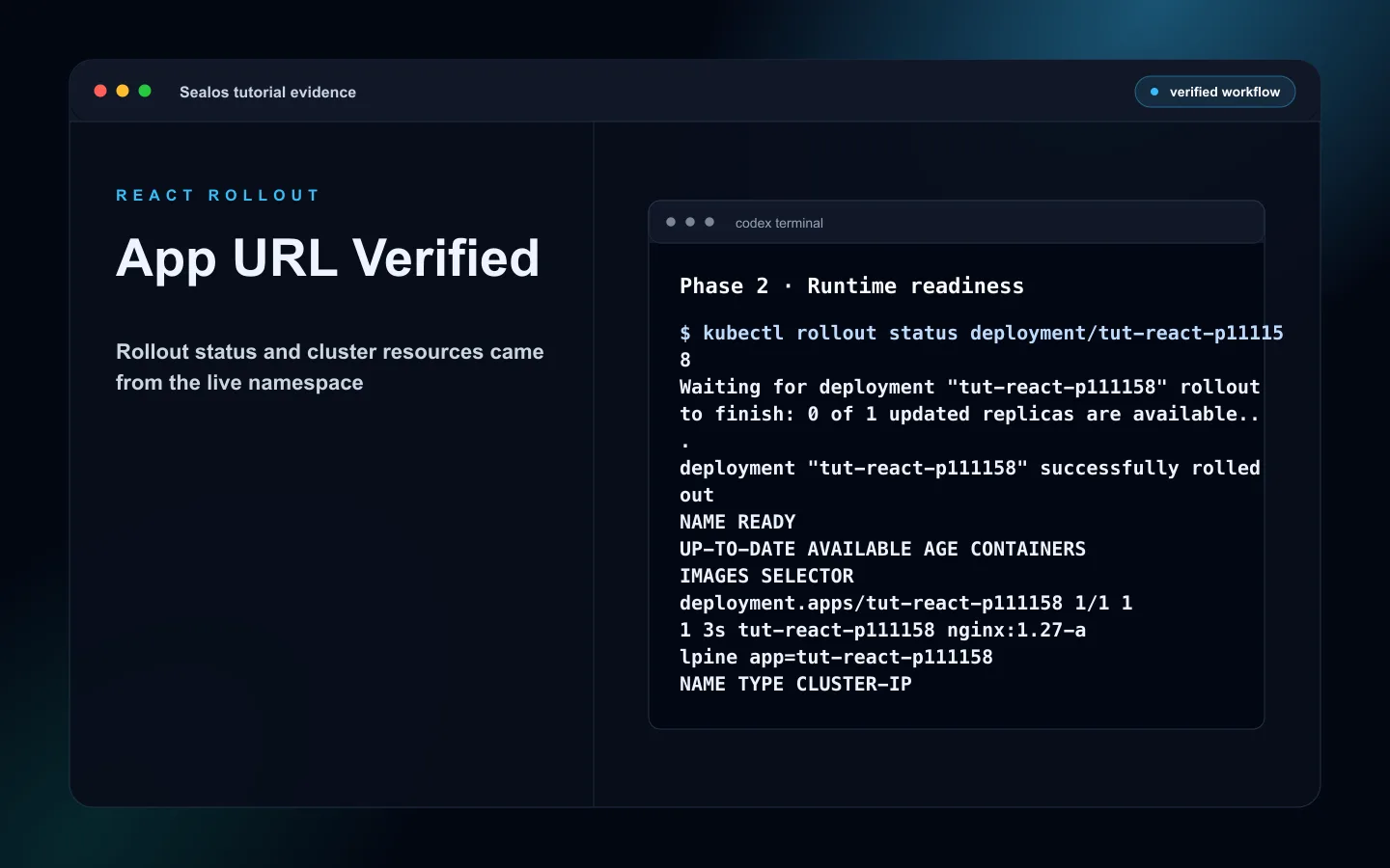 React readiness assessment summary for Sealos deployment
