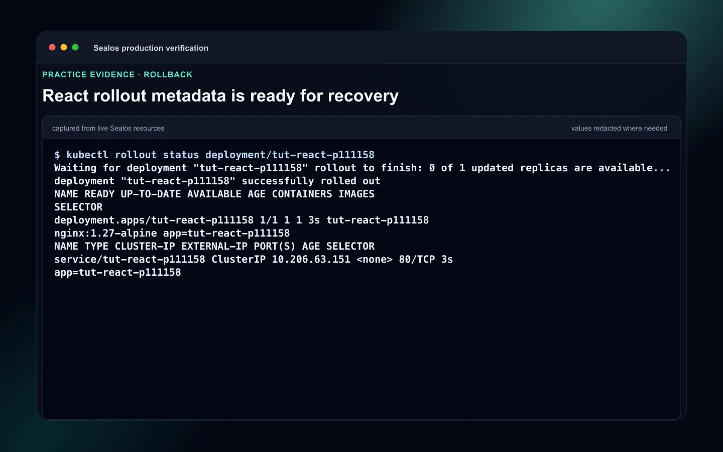 React rollback readiness for previous frontend image or static bundle