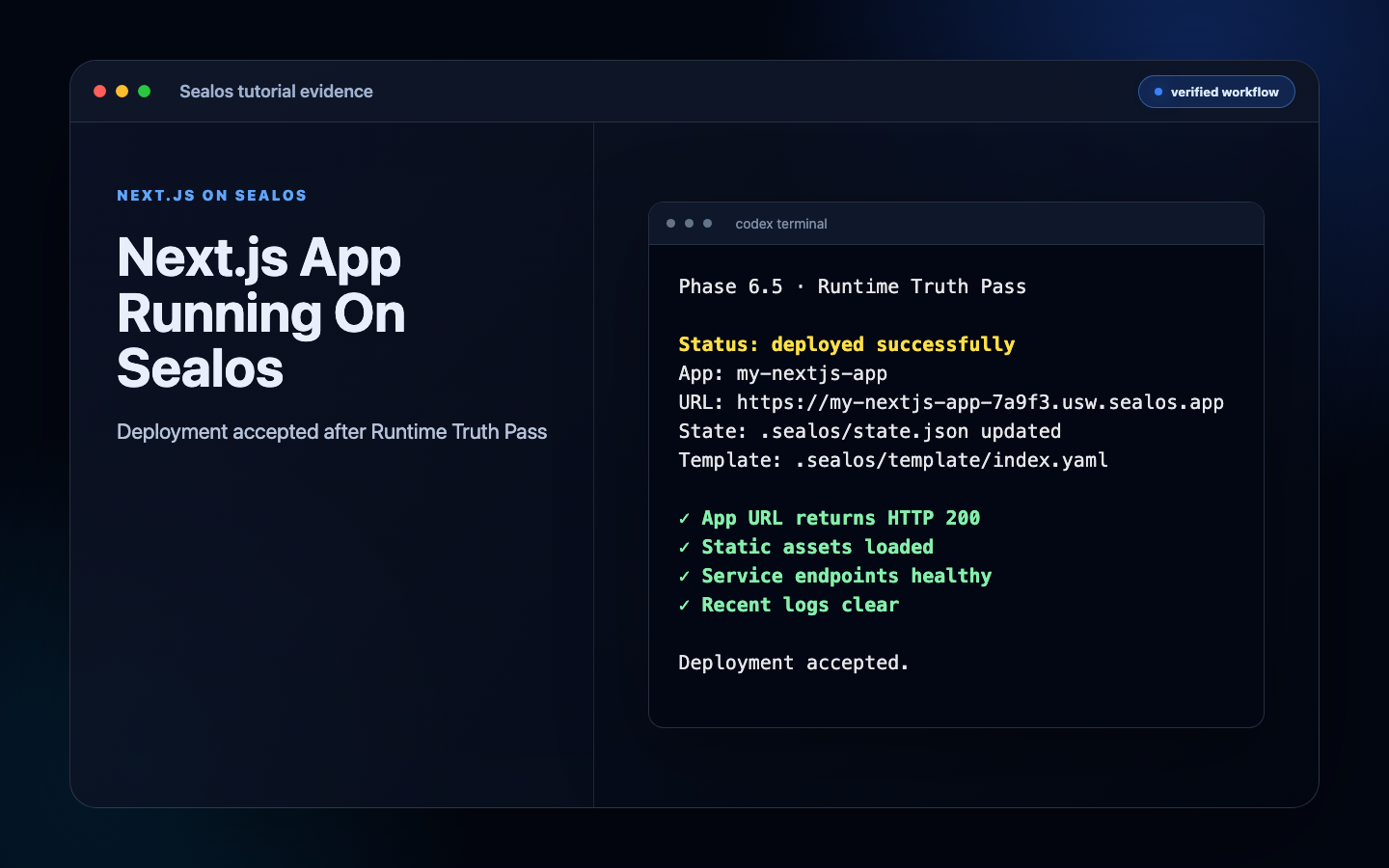 Next.js app running on a Sealos public URL