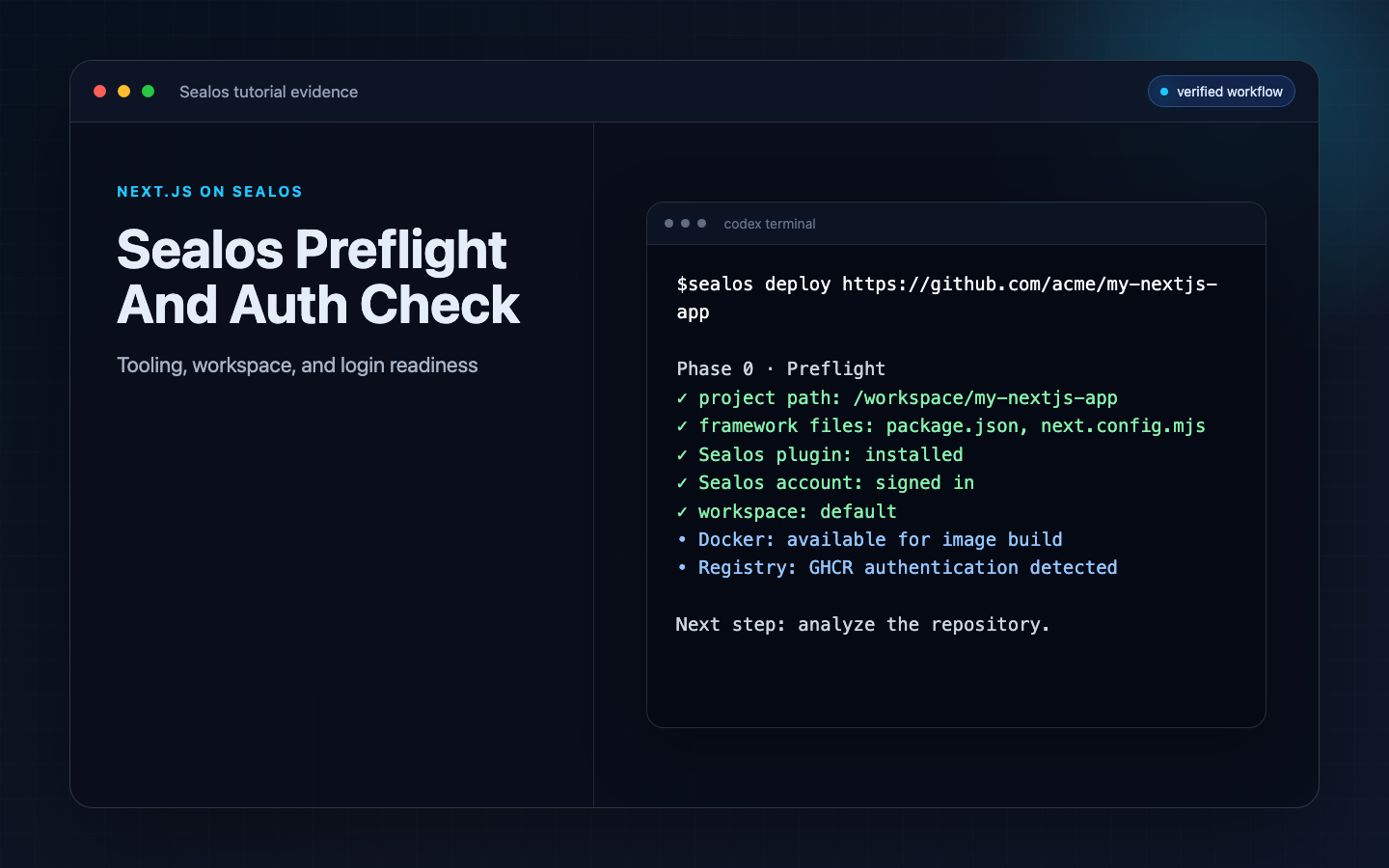 Sealos skill preflight and authentication prompt